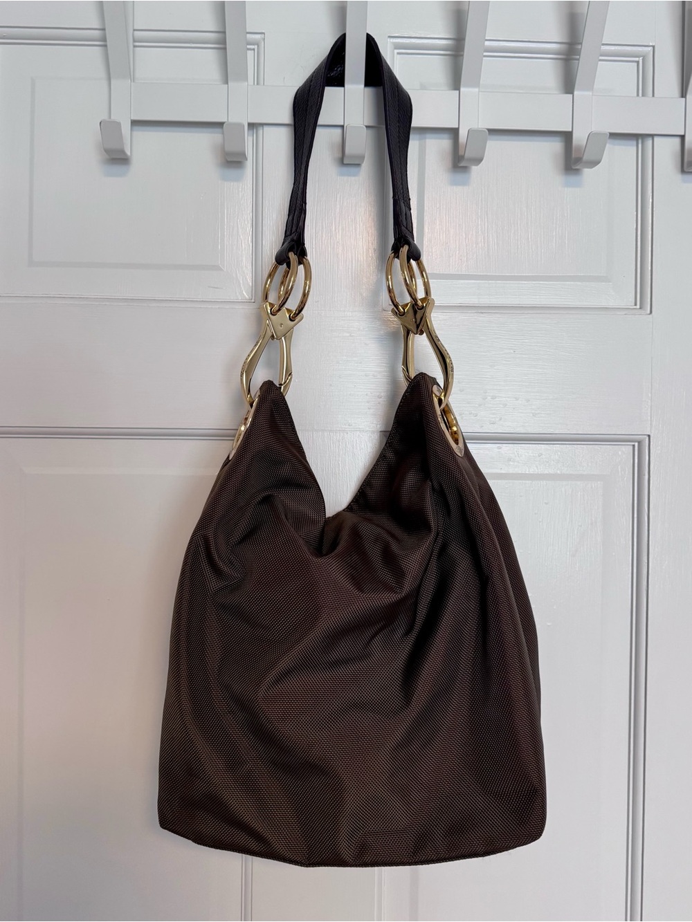JPK Paris 75 |  Olive Nylon Hobo Bag with Gold Hardware - EUC